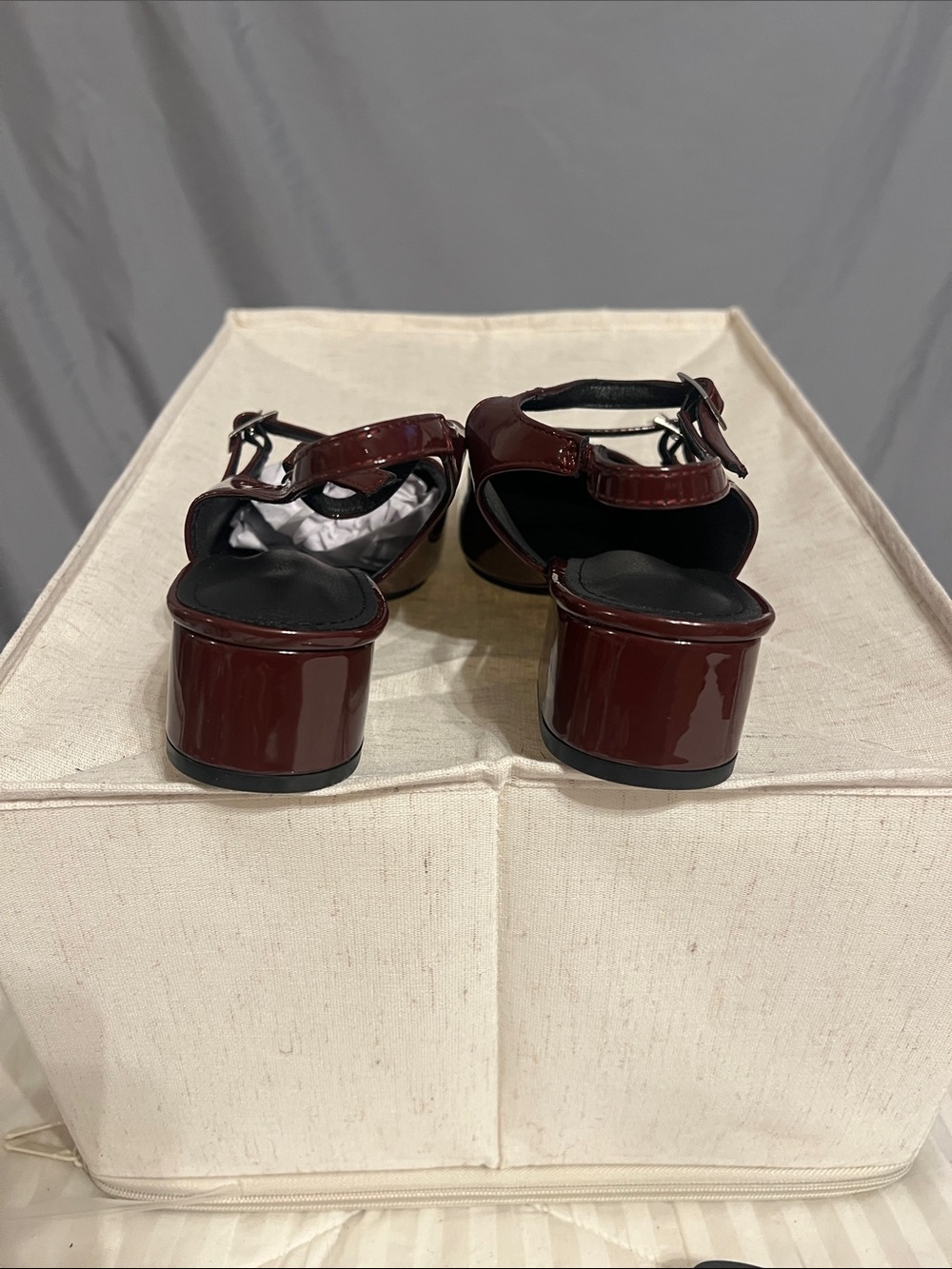 Burgundy Slingback Buckle Mary Jane Heels - Picture 3 of 4